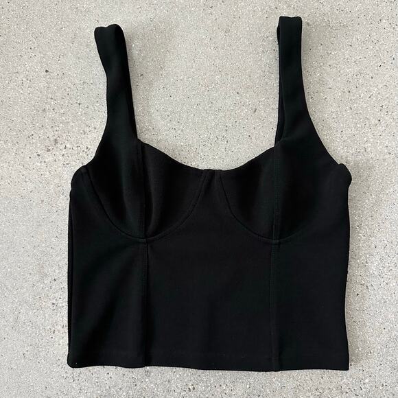 Zara Women's Bustier Crop Tank Top Black - Picture 2 of 7